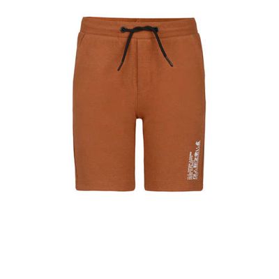 Jill & Mitch by Shoeby slim fit sweatshort Ferre met tekst bruin Jill & Mitch by Shoeby slim fit sweatshort Ferre met tekst bruin