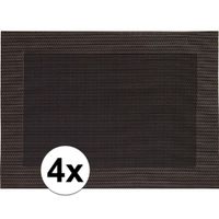 4x Placemats donkerbruin geweven/gevlochten met rand 45 x 30 cm - thumbnail