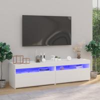 Tv-meubels 2 st met LED-verlichting 75x35x40 cm hoogglans wit
