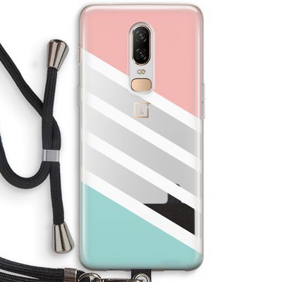 Strepen pastel: OnePlus 6 Transparant Hoesje met koord