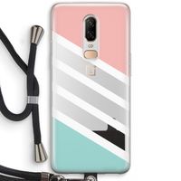 Strepen pastel: OnePlus 6 Transparant Hoesje met koord