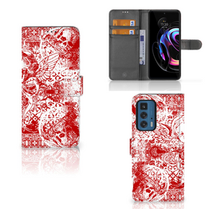 Telefoonhoesje met Naam Motorola Edge 20 Pro Angel Skull Rood