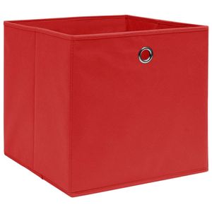 The Living Store Opbergbox - Nonwoven - 28 x 28 x 28 cm - Inklapbaar - Rood - Set van 1