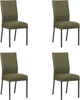 Set van 4 Olijfgroene leren moderne eetkamerstoelen Real - poot vierkant zwart - Toledo Leer Olive (olijfgroen leer)