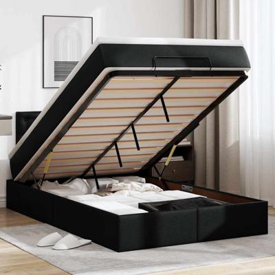 Ottoman bed met matras 120x190 cm kunstleer zwart