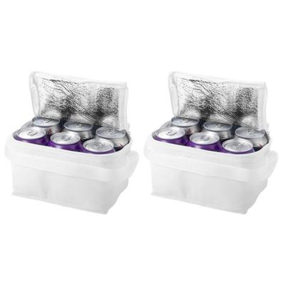 Kleine koeltas voor sixpack blikjes - 4x - 3,5 liter - wit - 20 x 15 x 12 cm - Lunchtrommel