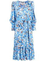 DVF Diane von Furstenberg robe mi-longue à fleurs - Bleu