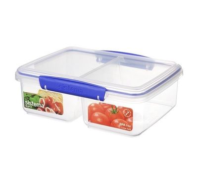 Sistema KLIP IT PLUS - Rechthoekige Voorraaddoos Split - 2.000 ml Blauw