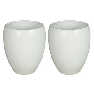 Floran Plantenpot - 2x stuks - wit - mat - keramiek - 28 x 25 cm