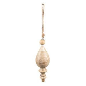 HAES DECO - Kersthanger Ornament Ø 7x23 cm - Beige - Kerstdecoratie, Decoratie Hanger, Kerstboomversiering