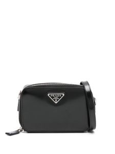 Prada sacoche en cuir Saffiano à logo triangle - Noir