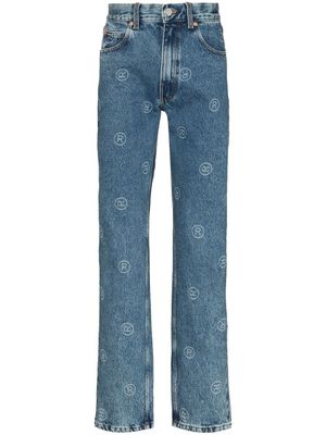 Martine Rose jean droit à logo imprimé - Bleu