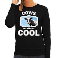 Sweater cows are serious cool zwart dames - koeien/ koe trui 2XL  - - thumbnail