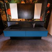Badkamermeubelset Mondiaz Erin 200 cm met 2 Lades met RIDGE Wastafel Links Urban Zonder Kraangaten Greeploos Mat Jeans Badkamermeubelset Mondiaz Erin 200 cm met 2 Lades met RIDGE Wastafel Links Urban Zonder Kraangaten Greeploos Mat Jeans