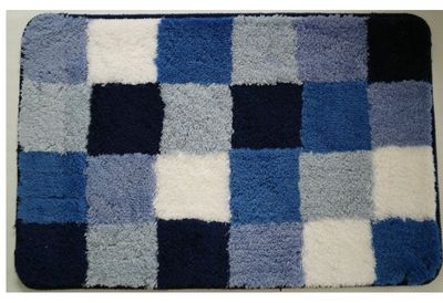 Wicotex bidetmat 50x60 cm blauw, wit geblokt