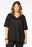 Yoek Blouse met V-hals | Zwart | Maat 54/56