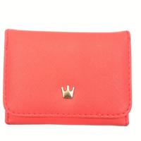 Korte mini vrouwen portefeuilles kroon ingericht fold PU lederen Coin Purse kaarthouder (rood)