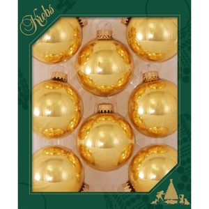 24x stuks glazen kerstballen 7 cm topaas goud