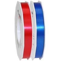 Hobby/deco luxe cadeau sierlinten blauw en rood 1.5 cm x 91 meter