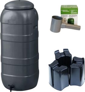 Regenton Mini rainsaver 100 liter antraciet + 3-delige voet + vulautomaat