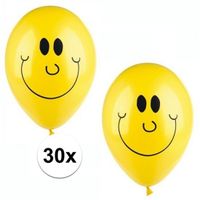 Gele smiley ballonnen 30 stuks   -