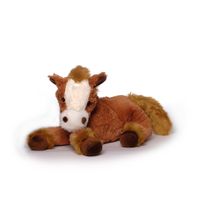 Pluche paard knuffel - liggend - bruin - polyester - 30 cm   - - thumbnail