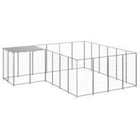 Hondenkennel 8,47 m² staal zilverkleurig