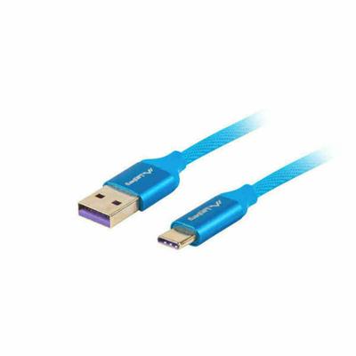 Kabel USB A naar USB-C Lanberg CA-USBO-21CU-0010-BL Blauw 1 m (1 Stuks) ( 1m)