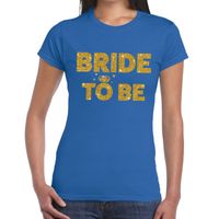 Bride to Be gouden glitter tekst t-shirt blauw dames - thumbnail