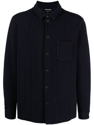 Giorgio Armani chemise matelassée à boutons pression - Bleu