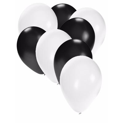 Ballonnen in het wit en zwart - 30x stuks - 27 cm - zwarte / witte versiering - feestartikelen