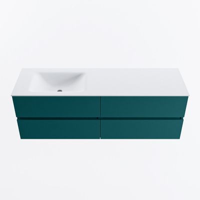 MONDIAZ VICA 150cm badmeubel onderkast Smag 4 lades. Wastafel CLOUD links 1 kraangat, kleur Talc.