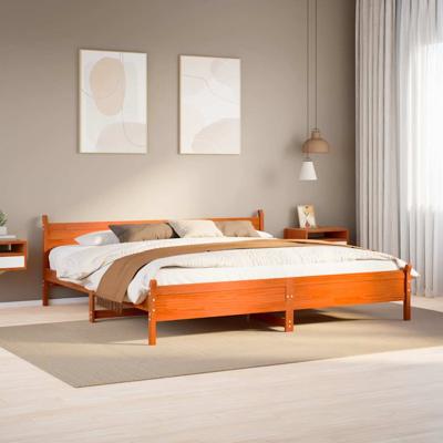 Bedframe zonder matras massief grenenhout wasbruin 200x200 cm