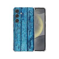 Samsung Galaxy S25 Plus Hoesje - Wood Blue TPU Antishock