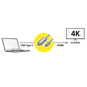 Value 11.99.5841 USB-C-displaykabel USB-C / HDMI Adapterkabel USB-C stekker, HDMI-A-stekker 2.00 m Zwart