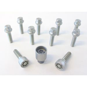 H&R Wielboutenset bolkonisch R12 M12x1.50 - Lengte 40mm - 10 stuks (bv. Mercedes) - incl. wielsloten HR1254002SET