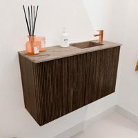 Toiletmeubel Mondiaz Joya Dlux | 70 cm | Meubelkleur Walnut | Faye wastafel Arena Wasbak Rechts | 1 kraangat