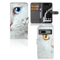 Google Pixel 7 | Telefoonhoesje | Met pasjeshouder | Witte Kat