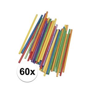 60x stuks gekleurde knutselhoutjes van 10 x 0,4 cm   -