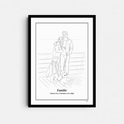 Persoonlijke lijntekening | Familie A4 Zonder Lijst