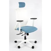 Linea Fabbrica Tekna White 01/PT Lichtblauw/Wit Bureaustoel met 3D Armleuning + Hoofdsteun - thumbnail