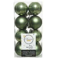 16x stuks kunststof kerstballen mos groen 4 cm glans/mat - Kerstbal