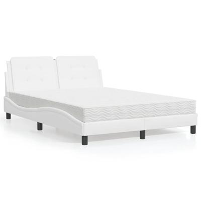 Bed met matras kunstleer wit 120x200 cm