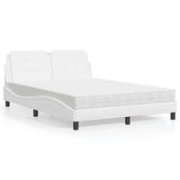 Bed met matras kunstleer wit 120x200 cm