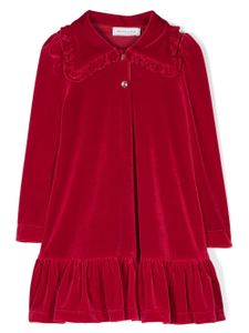 Monnalisa robe en velours à manches longues - Rouge
