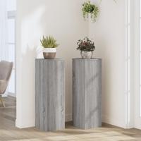 VidaXL Plantenstandaards 2 st 25x25x80 cm bewerkt hout grijs sonoma