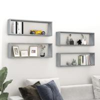 Wandschappen kubus 4 st 80x15x26,5 cm bewerkt hout grijs sonoma - thumbnail
