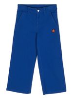 Kenzo Kids pantalon en coton à patch logo - Bleu - thumbnail