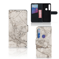 Motorola Moto G8 Plus Bookcase Marmer Beige - thumbnail