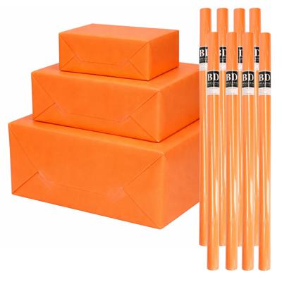 Bellatio Decorations - 8x - rollen cadeau Inpakpapier - oranje - 200 x 70 cm - cadeaupapier